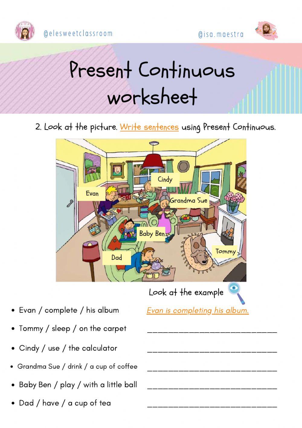 Present Continuous Worksheet -isa.maestra -elesweetclassroom