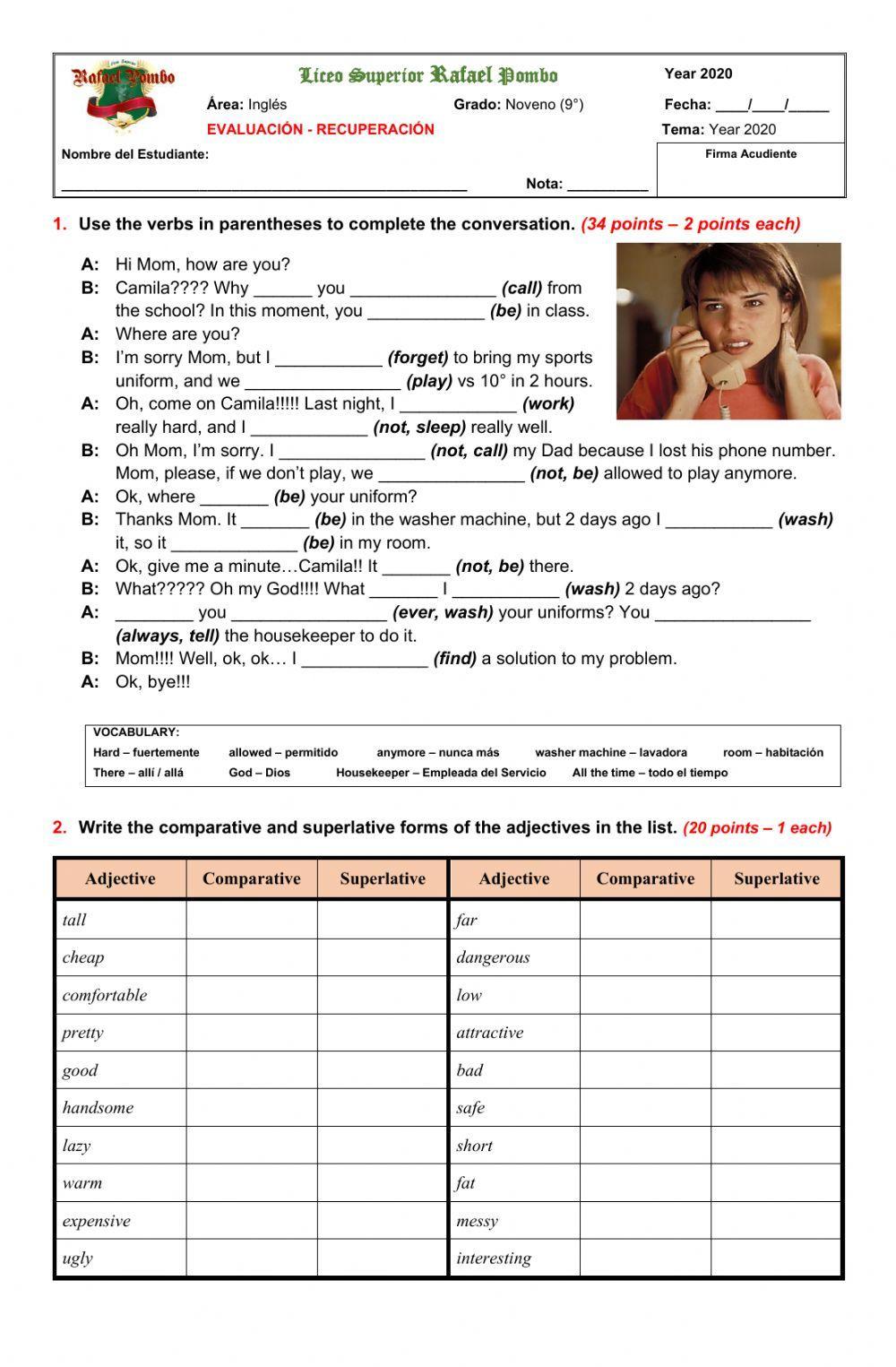 Final English Test - 9°