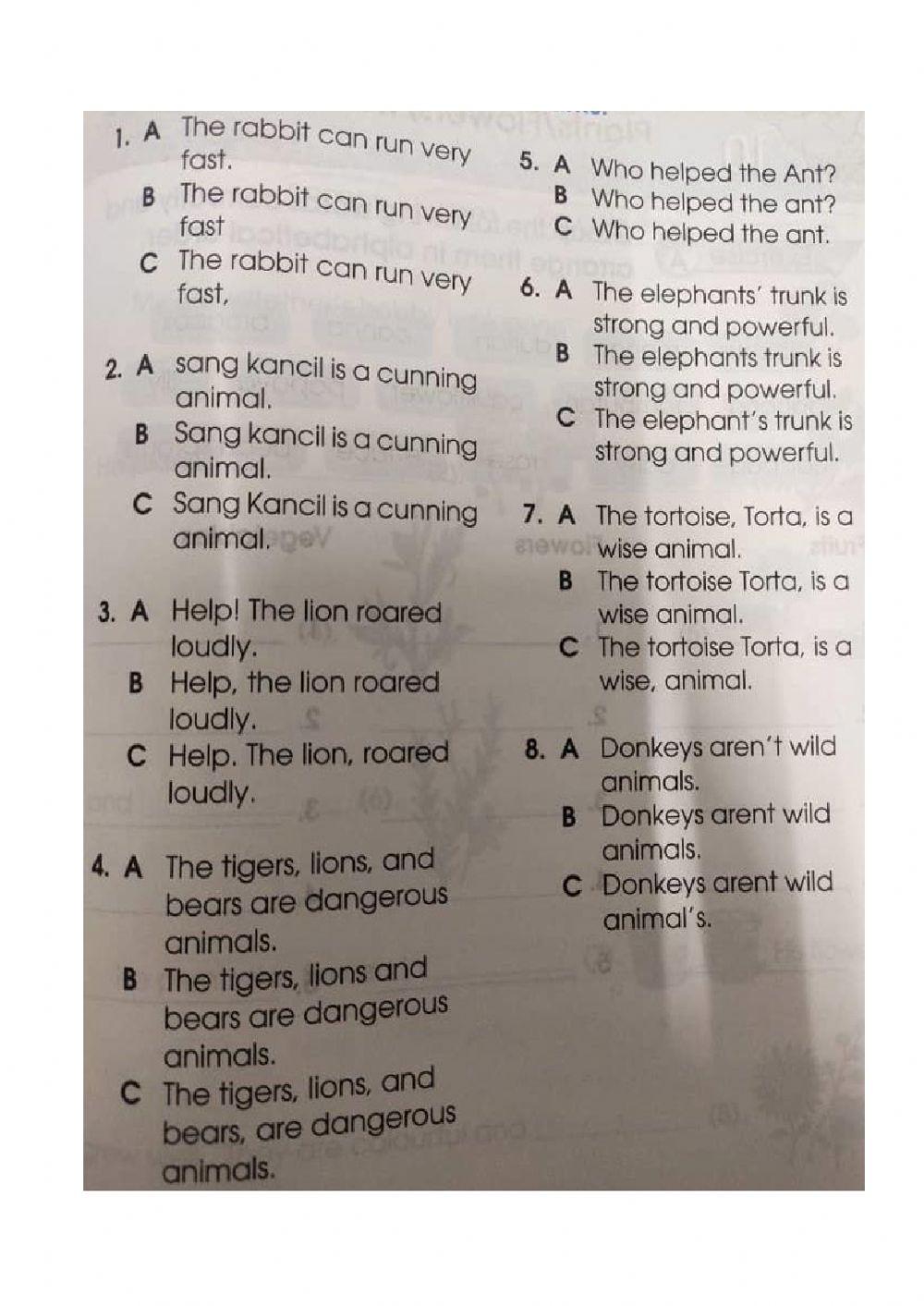 Sjk(T) Ldg Bt Hampar ( M.SARAH ) Choose the sentence with the correct punctuation marks