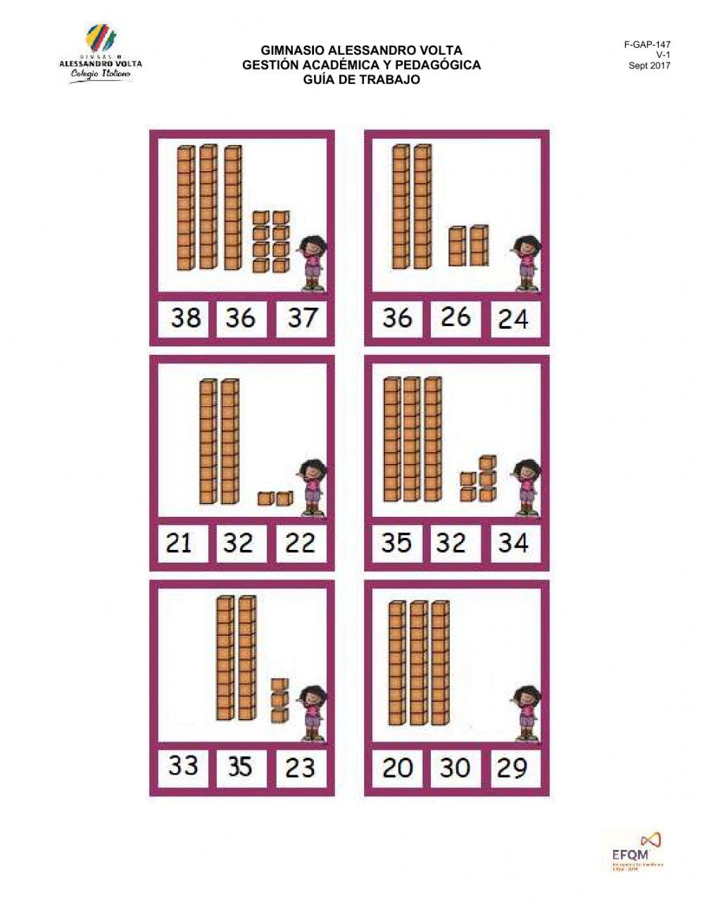 Seleccionar el número correcto y dictado