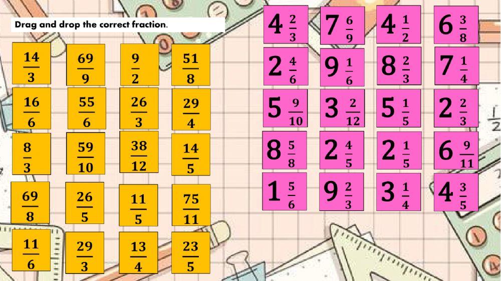 Improper fractions to Mixed fractions