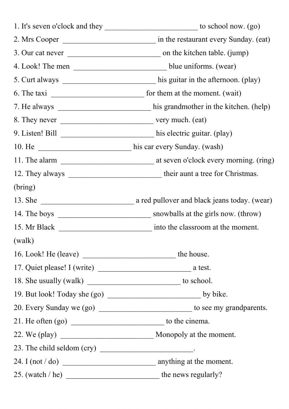 Present Simple and Continuous