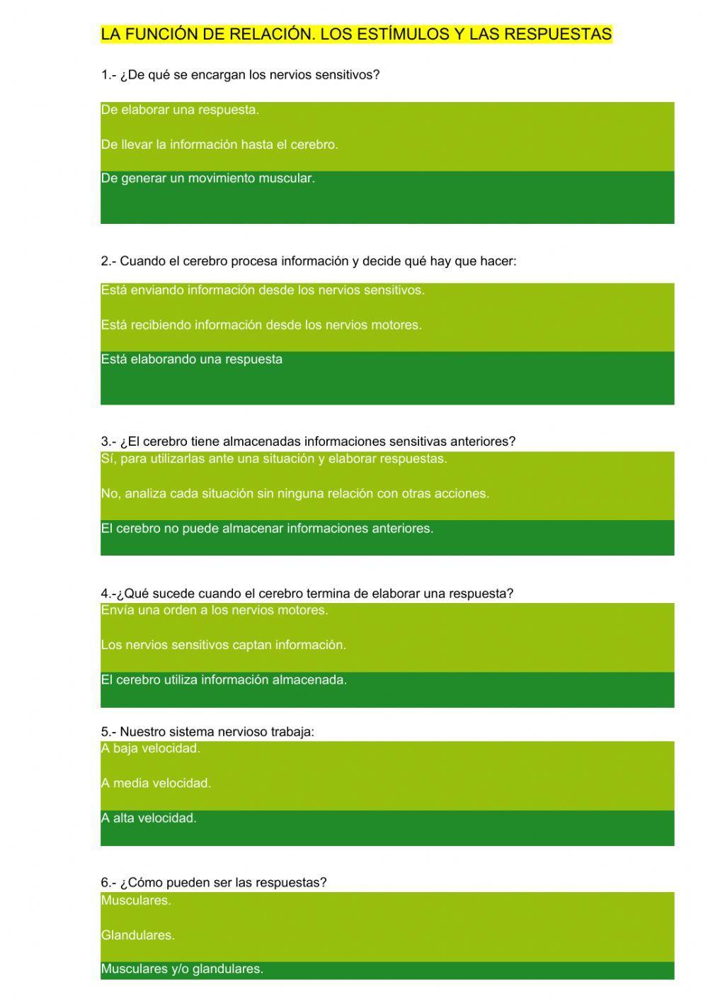 La función de relación: los estímulos y las respuestas