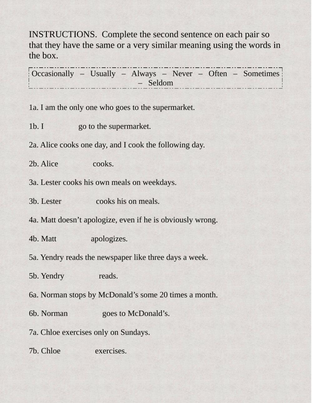 Adverbs of Frequency