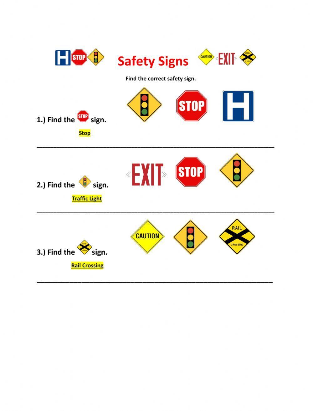 Safety Signs1 interactive worksheet Live Worksheets
