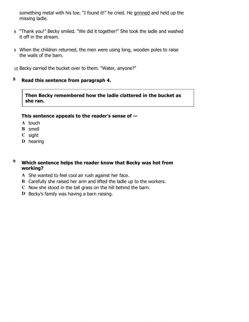 Sensory Word Graded Assignment