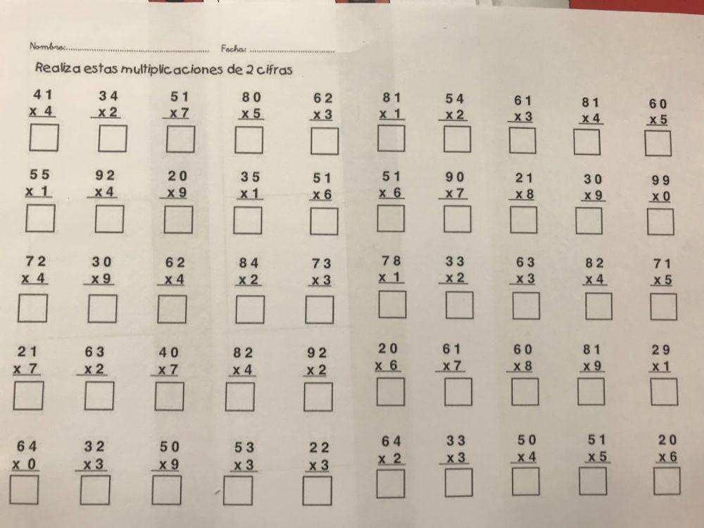 Multiplicaciones sin llevadas