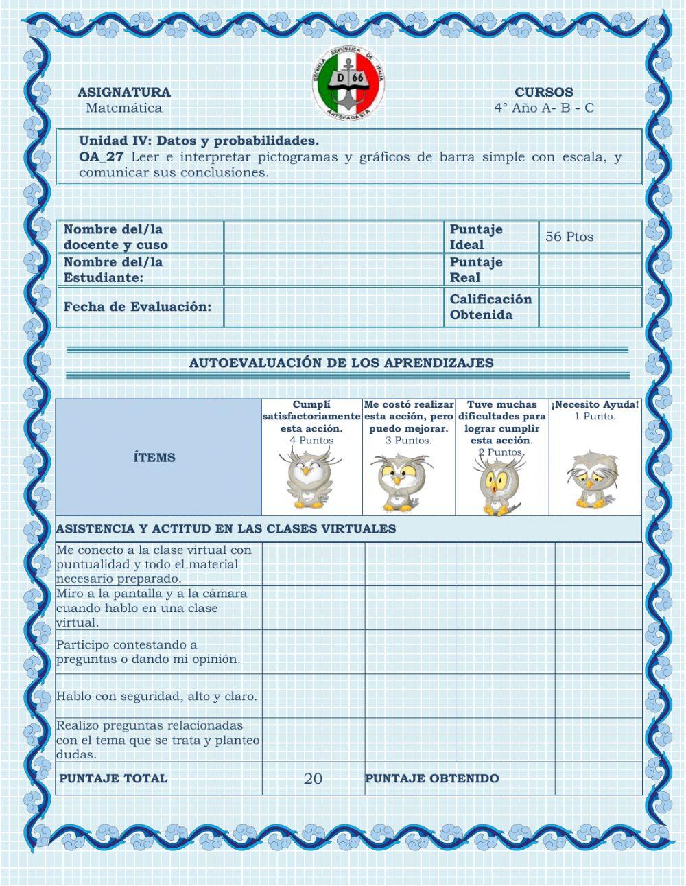 Autoevaluación Matemática