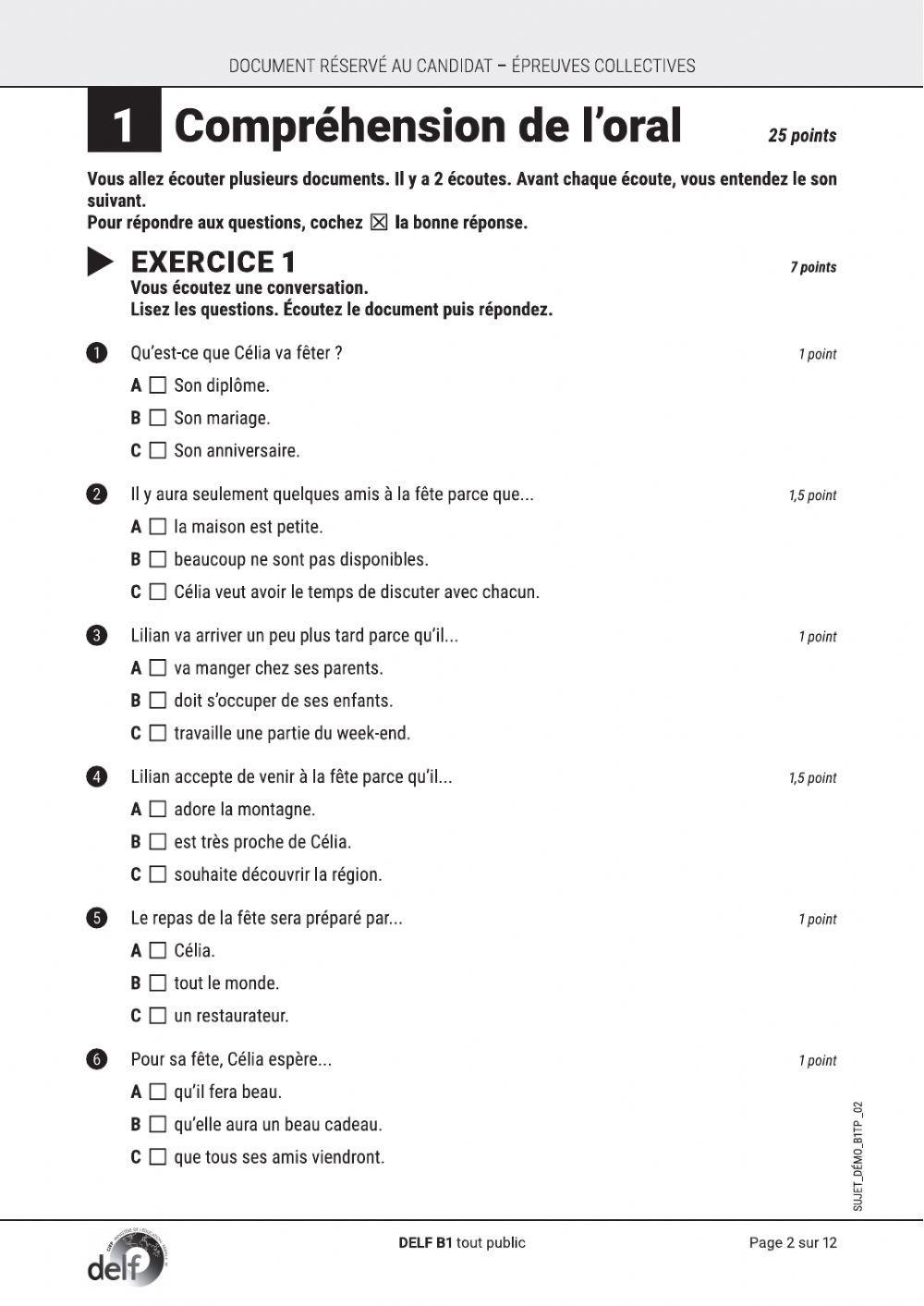 DELF B1 Compréhension de l’oral sujet 1 (réforme 2020)