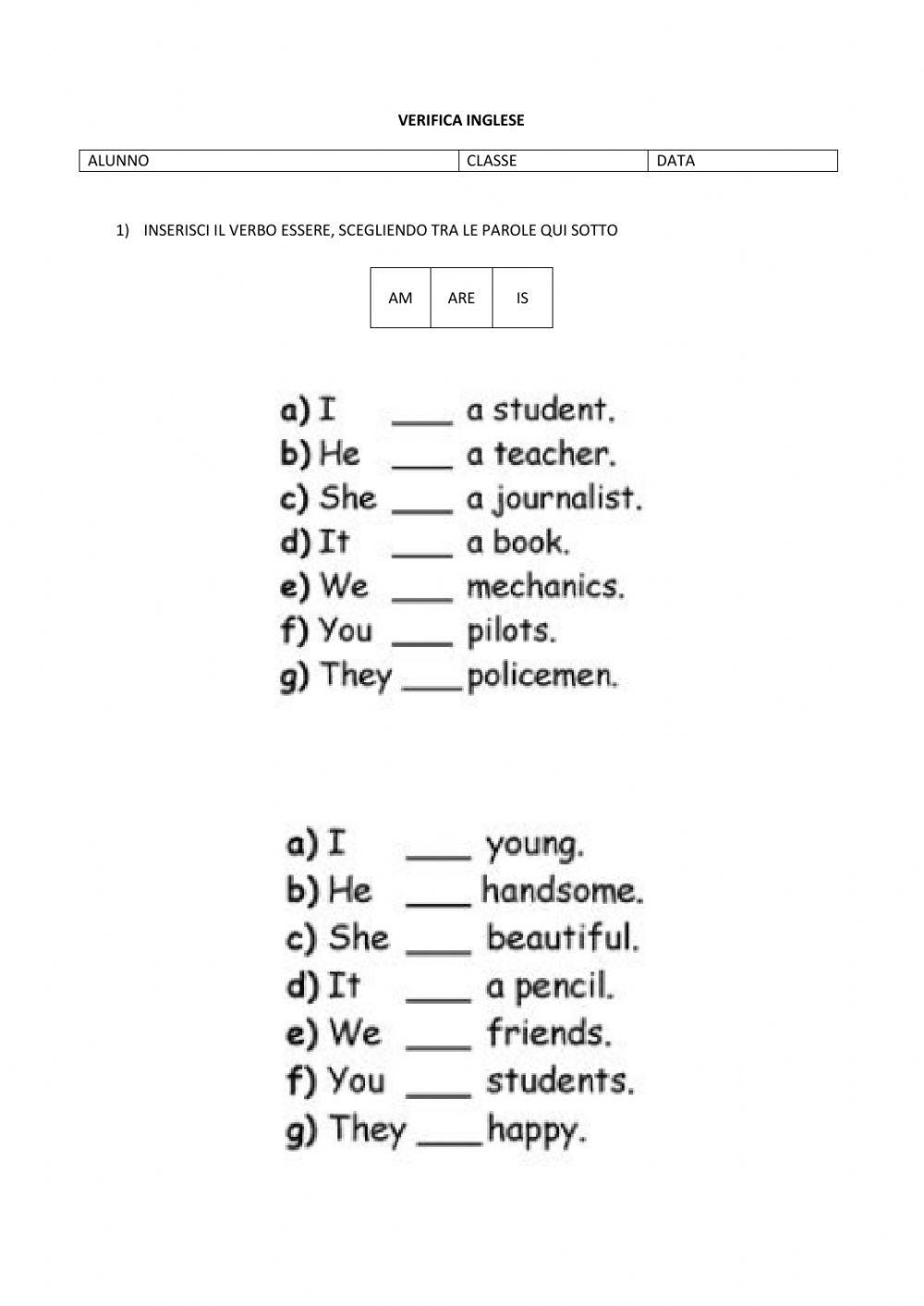 Personal pronouns and to be