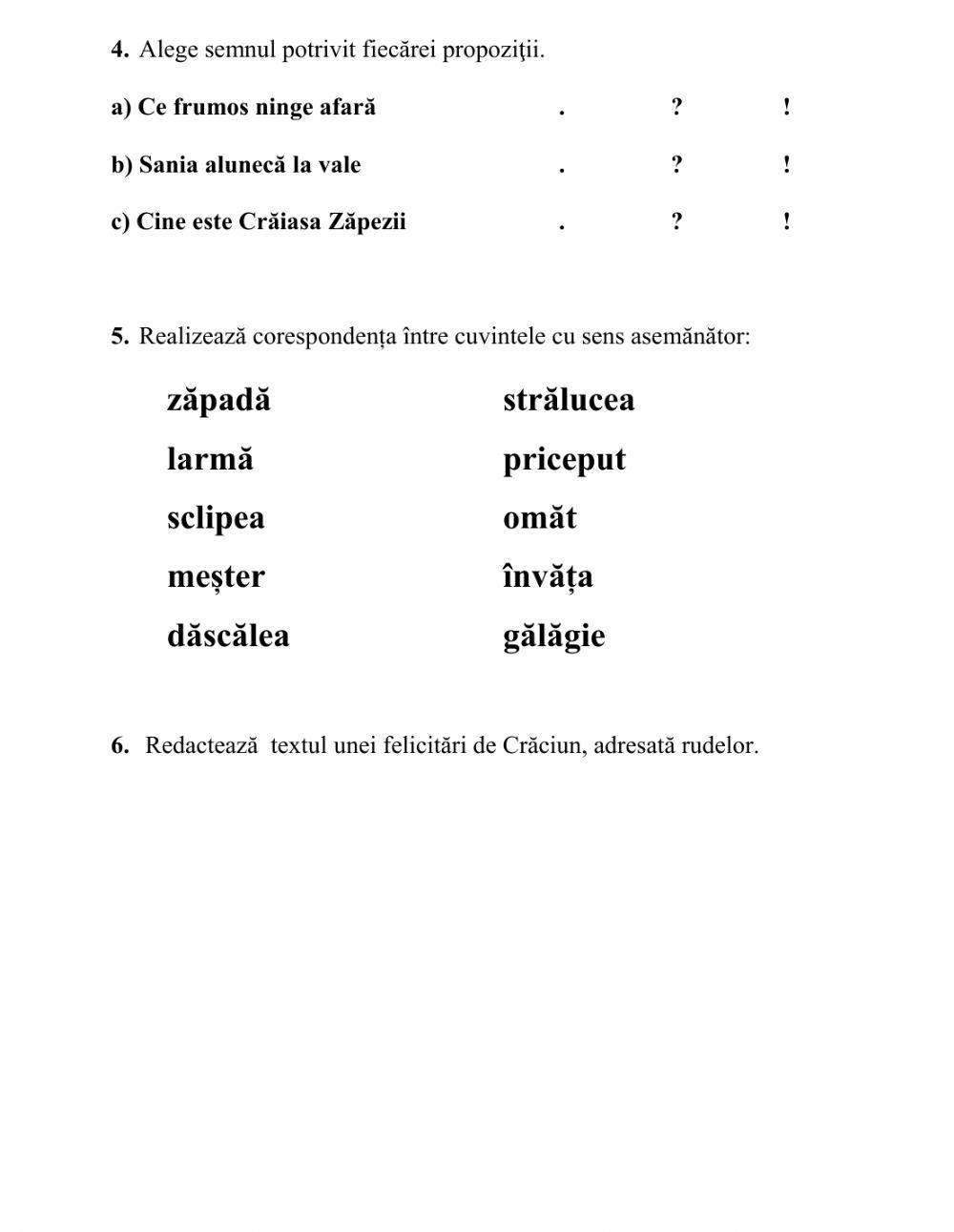 Evaluare sumativa „Vin sarbatorile”