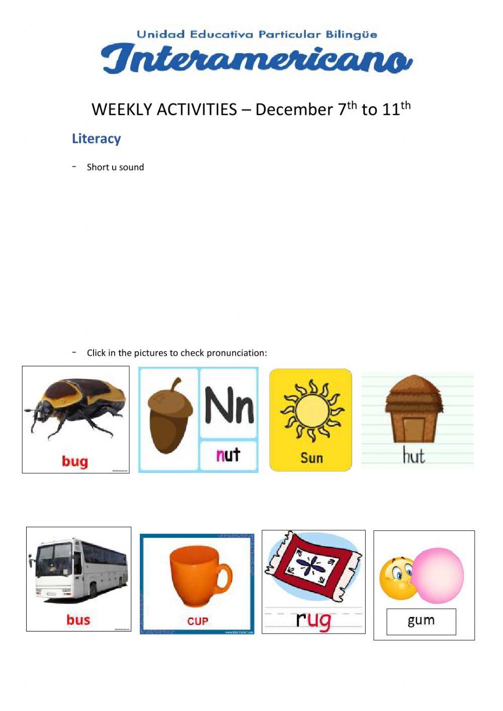 Weekly activities - Preparatory - Week 28