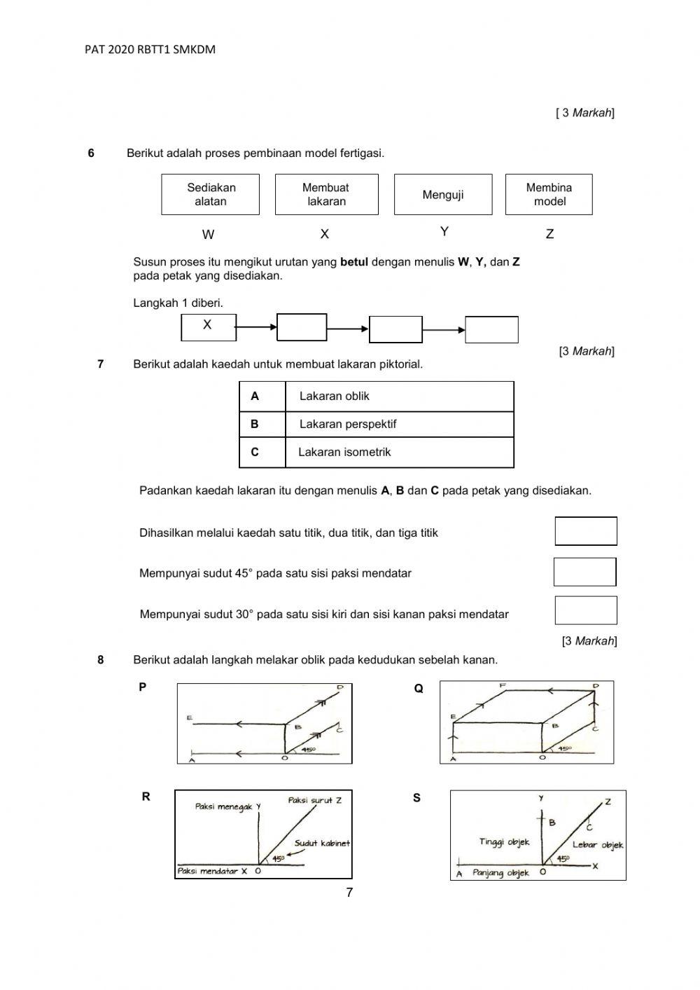 PEPERIKSAAN AKHIR TAHUN 2020 RBT  TG1 SMK DATUK MANSOR