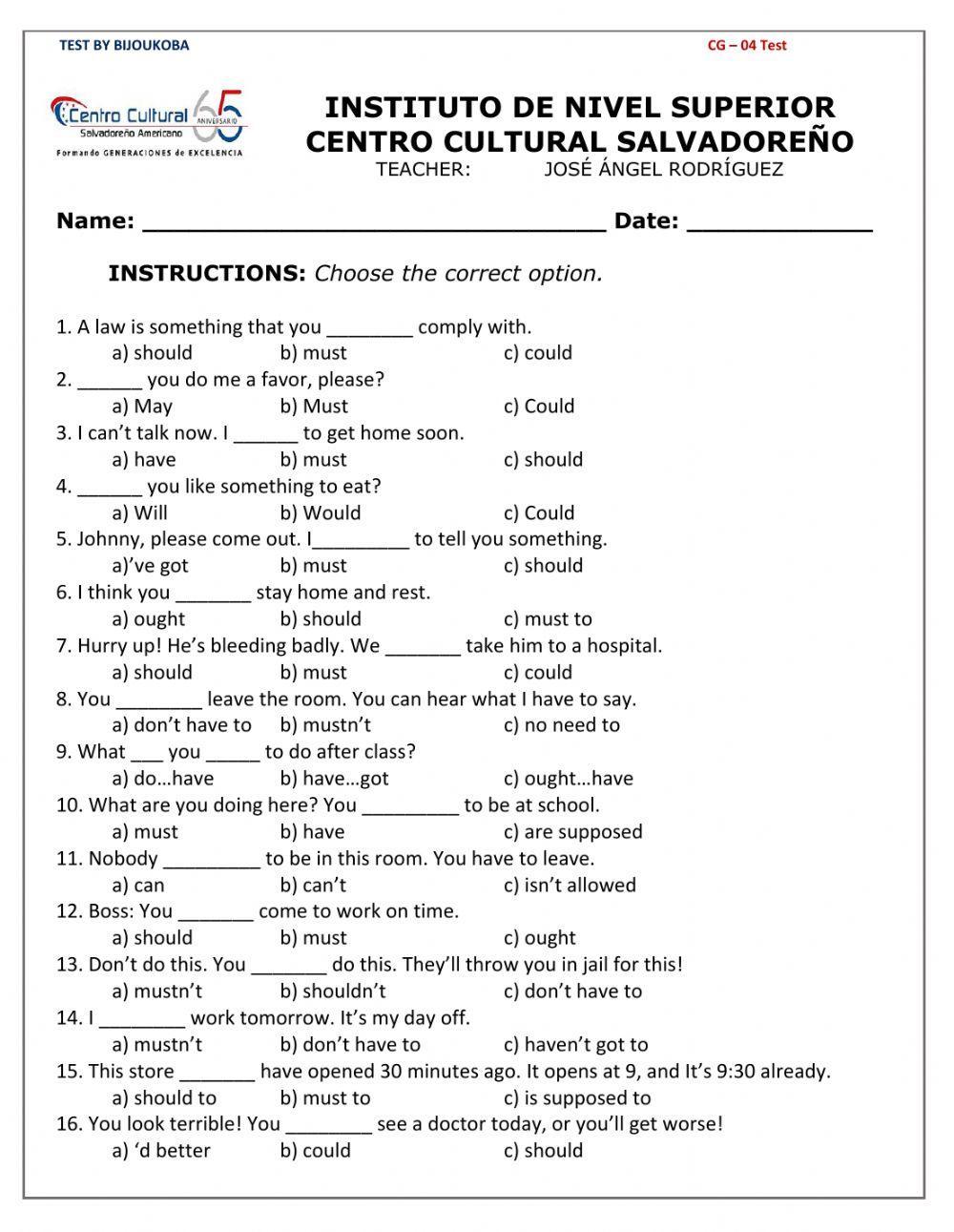 CG - 04 Grammar Test
