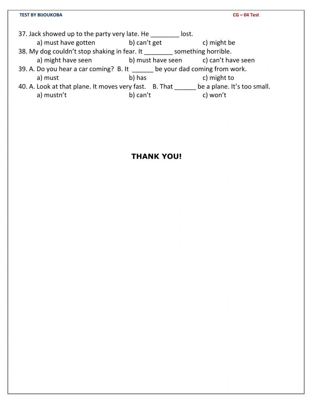 CG - 04 Grammar Test