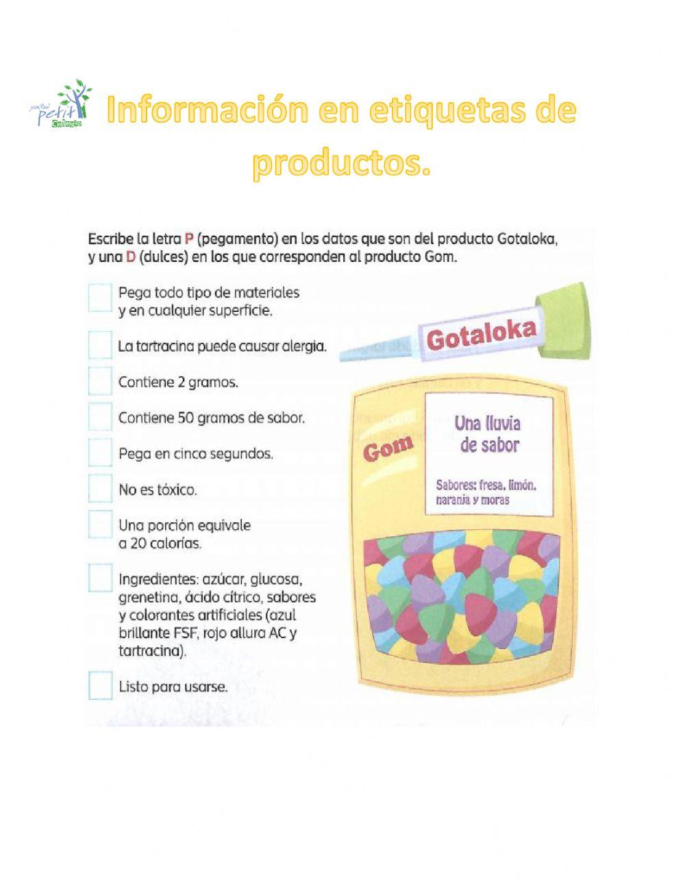 Información en etiquetas de productos