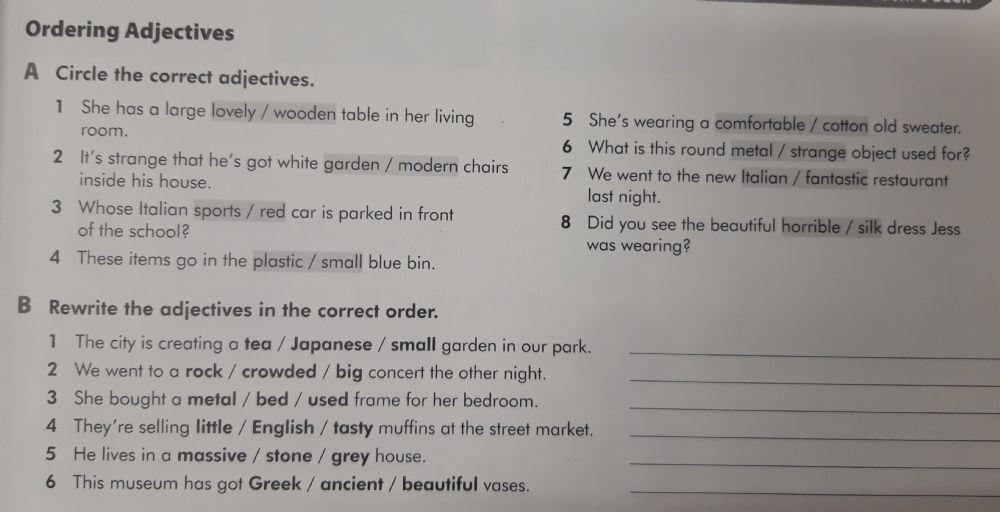 Ordering adjectives