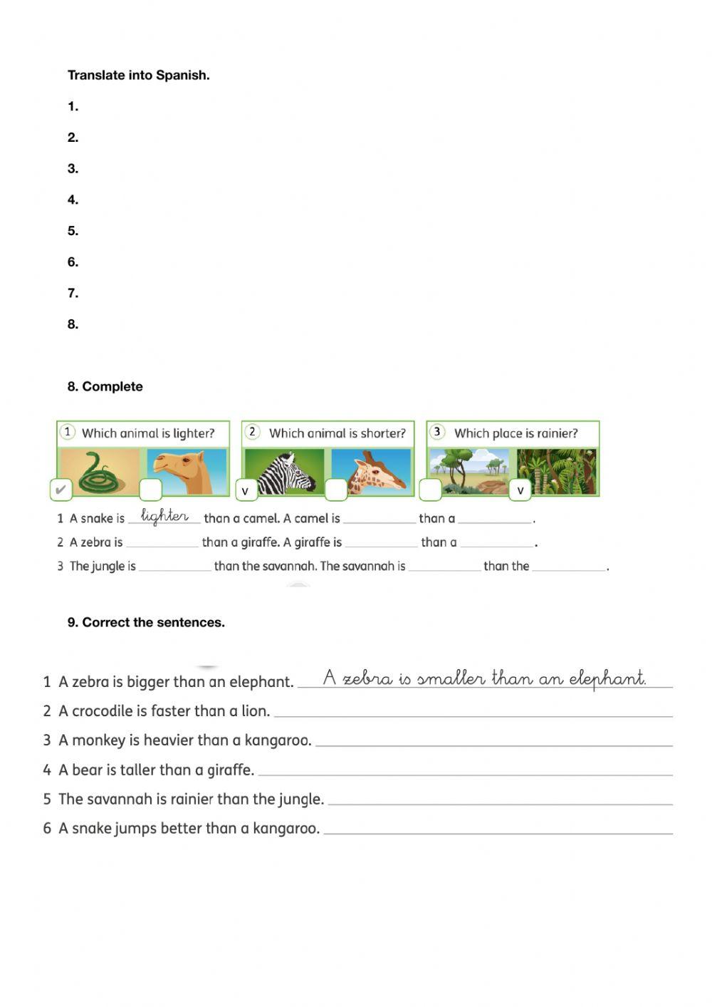 Repaso unidad 2 de inglés quinto