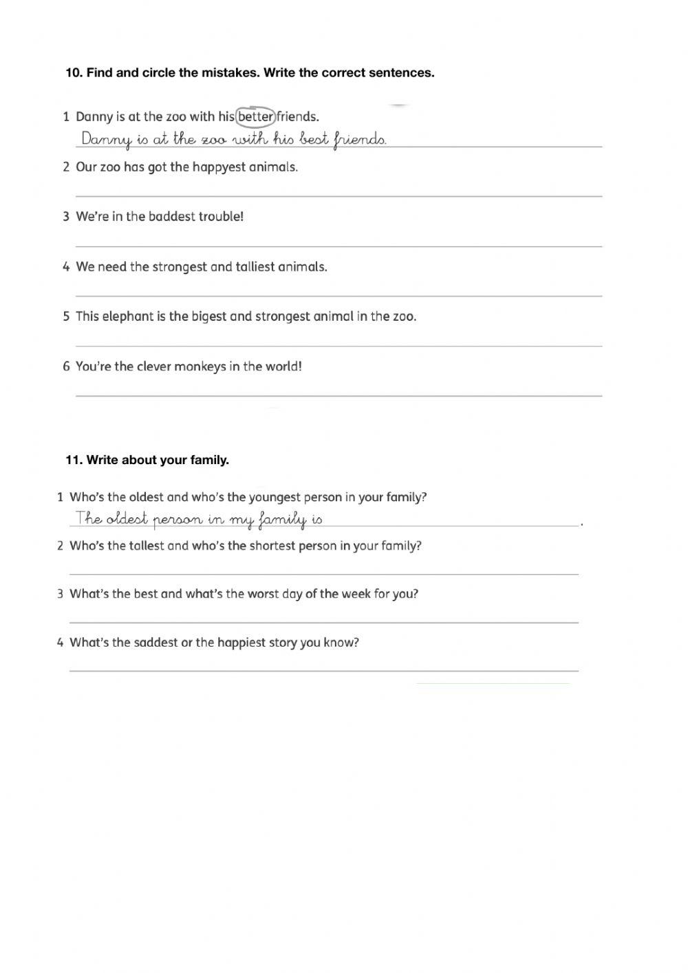 Repaso unidad 2 de inglés quinto