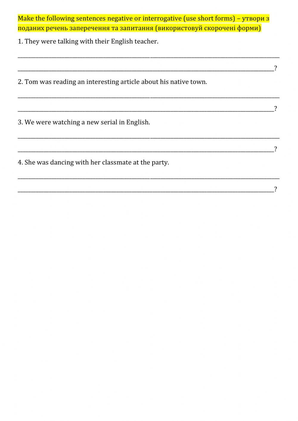 School, past continuous