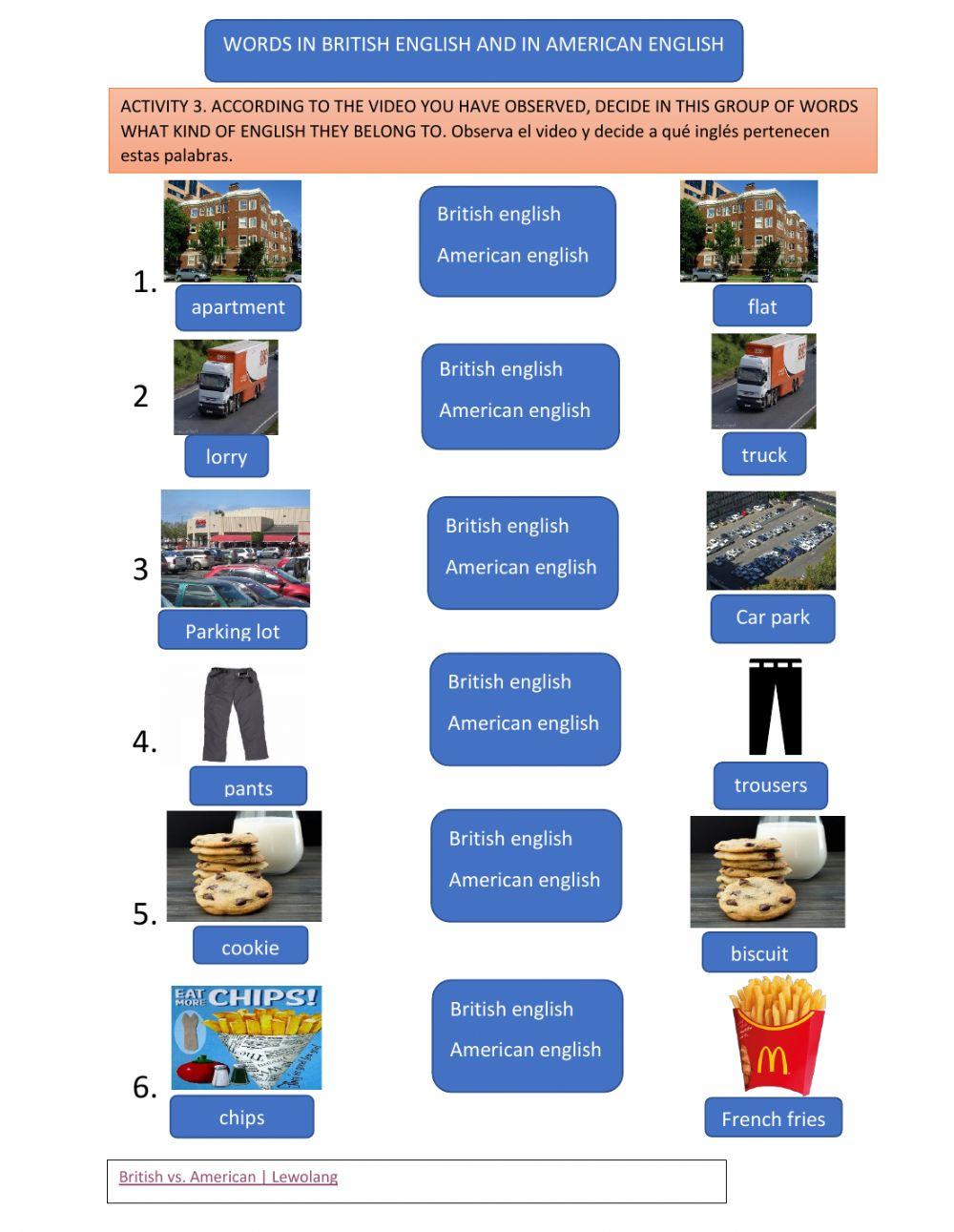 Words in british and american english