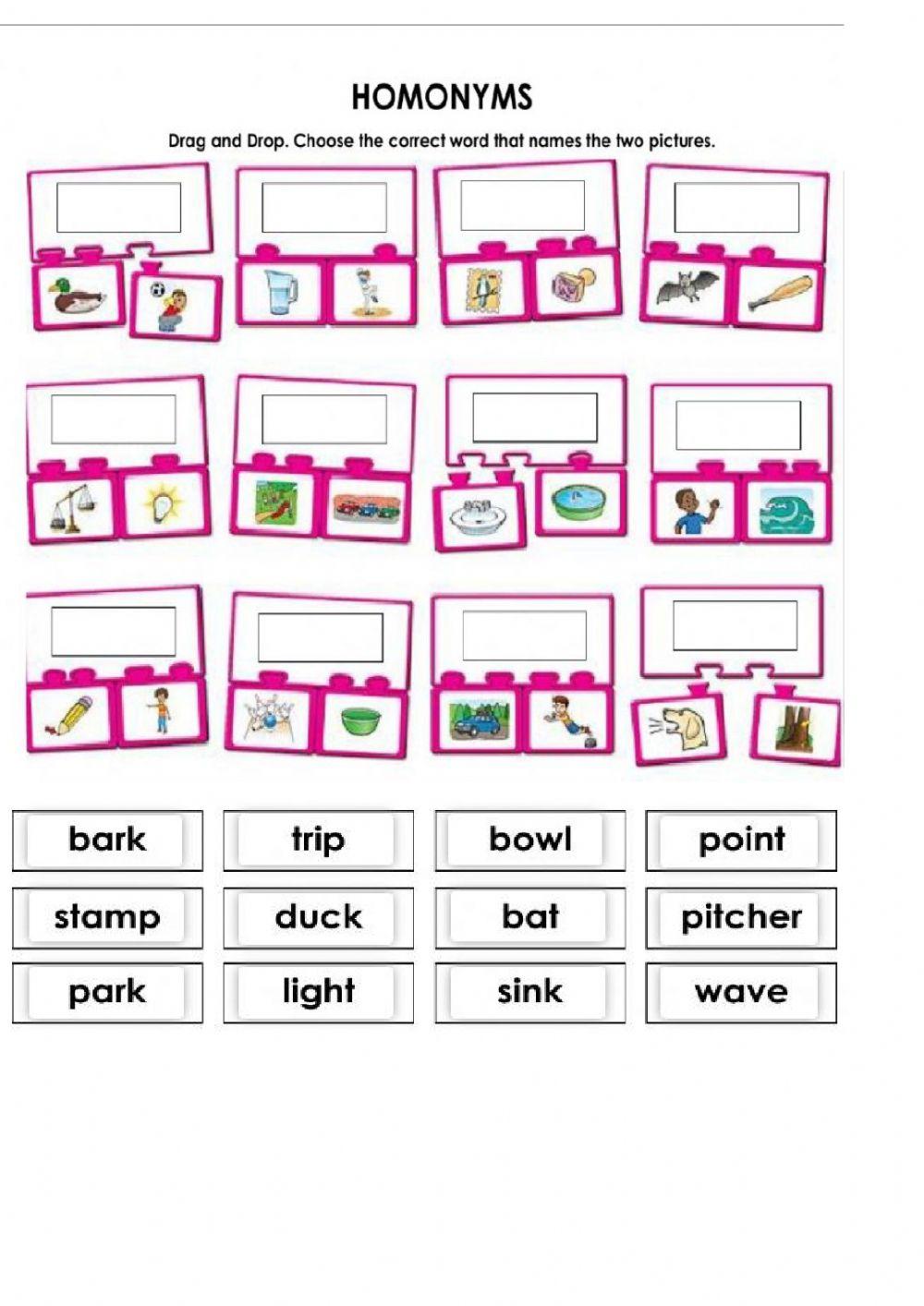 Homonyms,synonyms,rhyming words worksheet | Live Worksheets