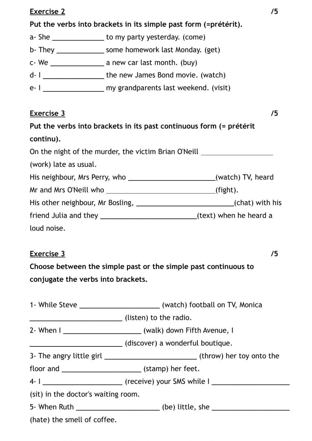 Simple past and past continuous