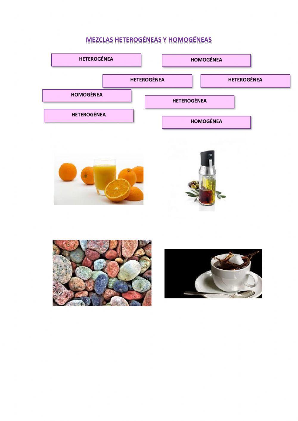 Sustancias homogéneas y heterogéneas Sustancias homogéneas y heterogéneas