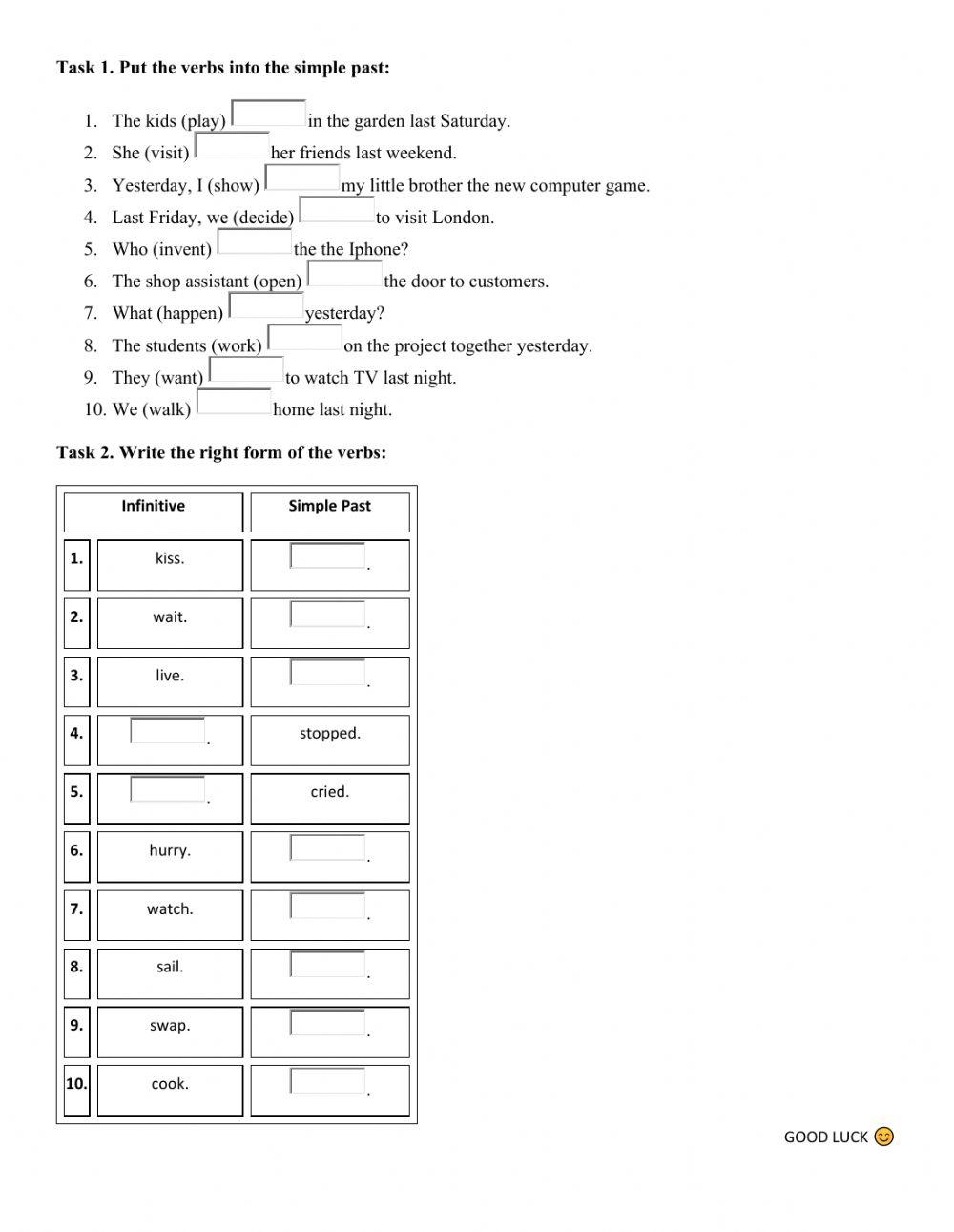Past Simple. Regular verbs