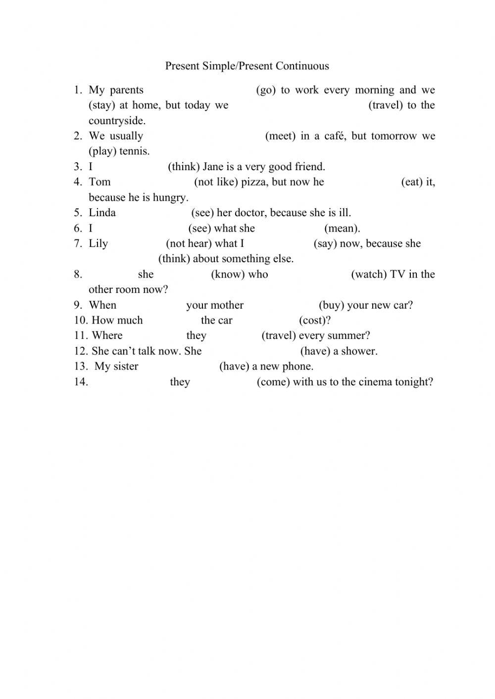 Test Present Simple-Continuous