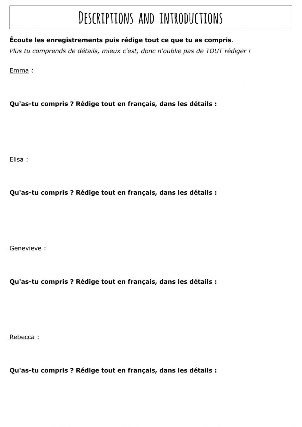 Descriptions and Introductions