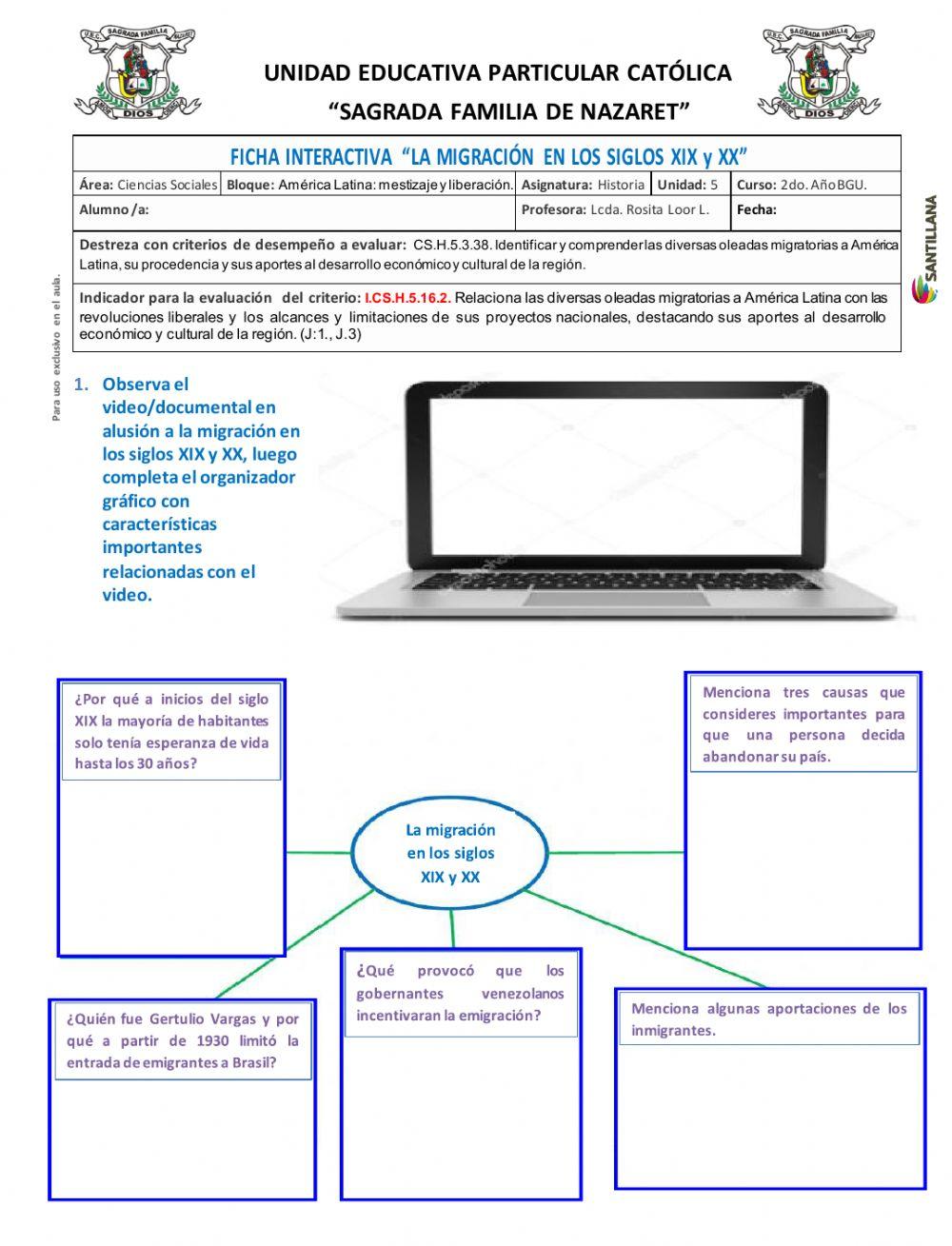Ficha interactiva - Las migraciones en los siglos XIX y XX.