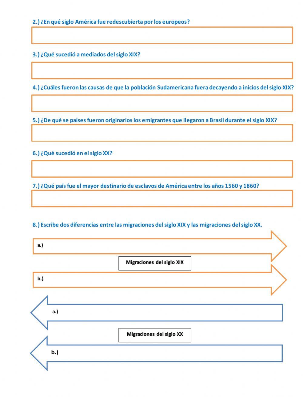 Ficha interactiva - Las migraciones en los siglos XIX y XX.