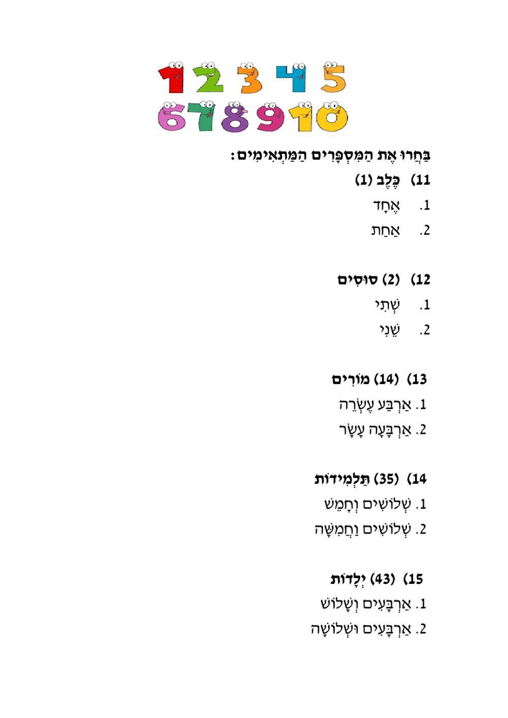 משימה מסכמת לכיתות ו בנושאים השעון שם הפועל שם התואר המספר המונה 0-50
