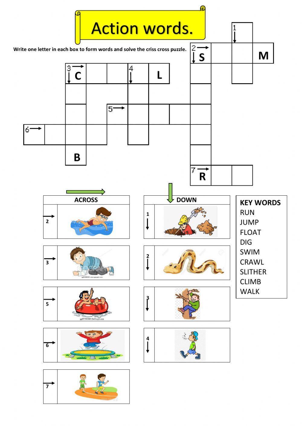 Action Words Criss Cross Puzzle