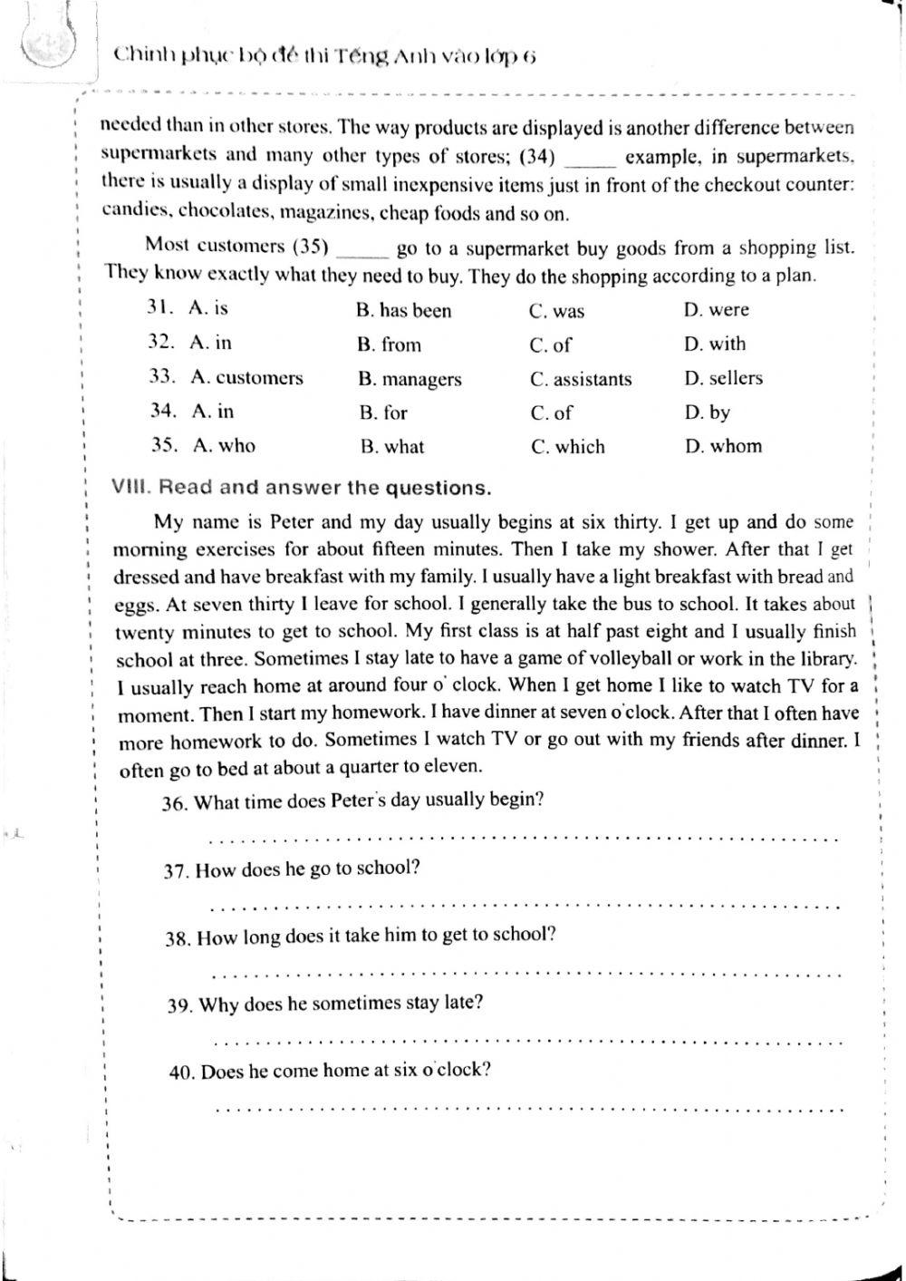 English 6 - Đề số 11