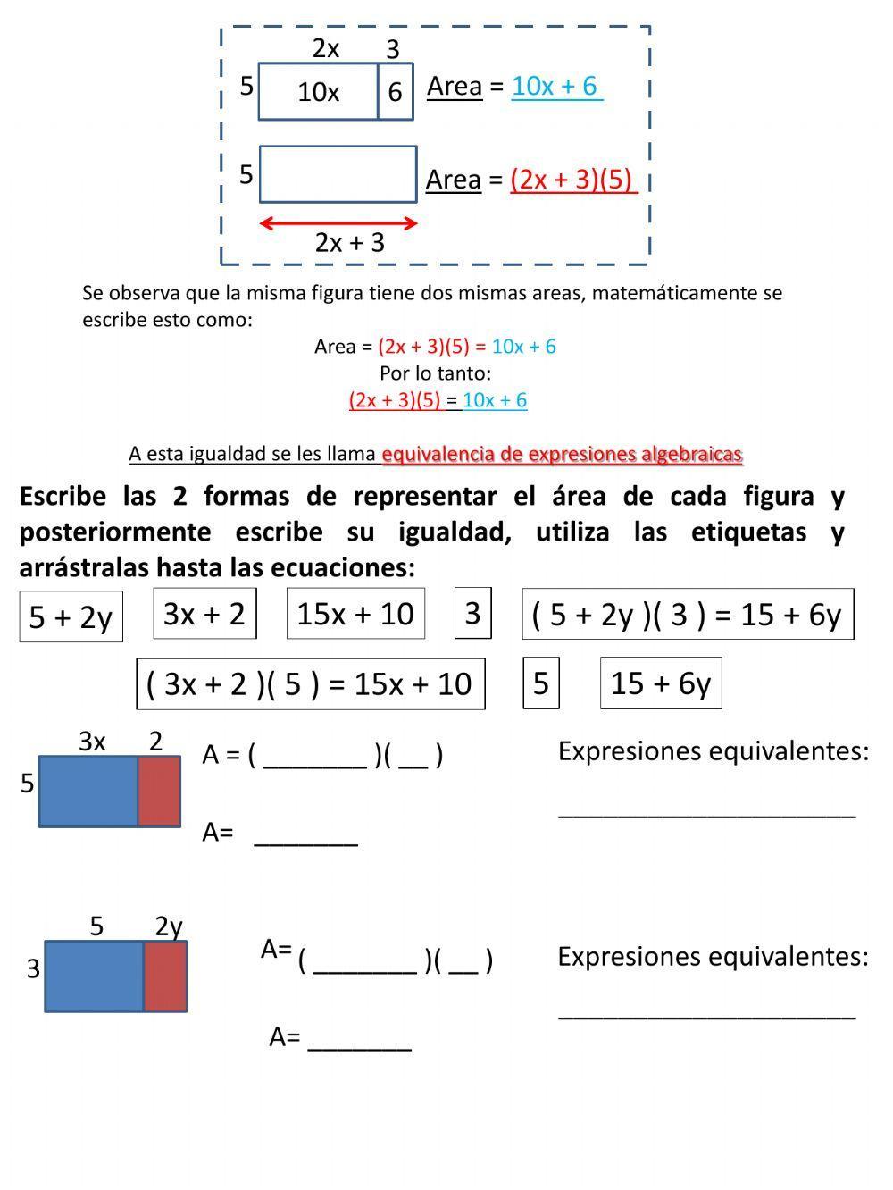 Expresiones equivalentes geometricas