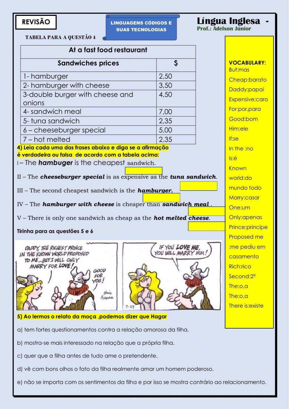 Revisão :Interpretação,Futuro e grau do adjetivo