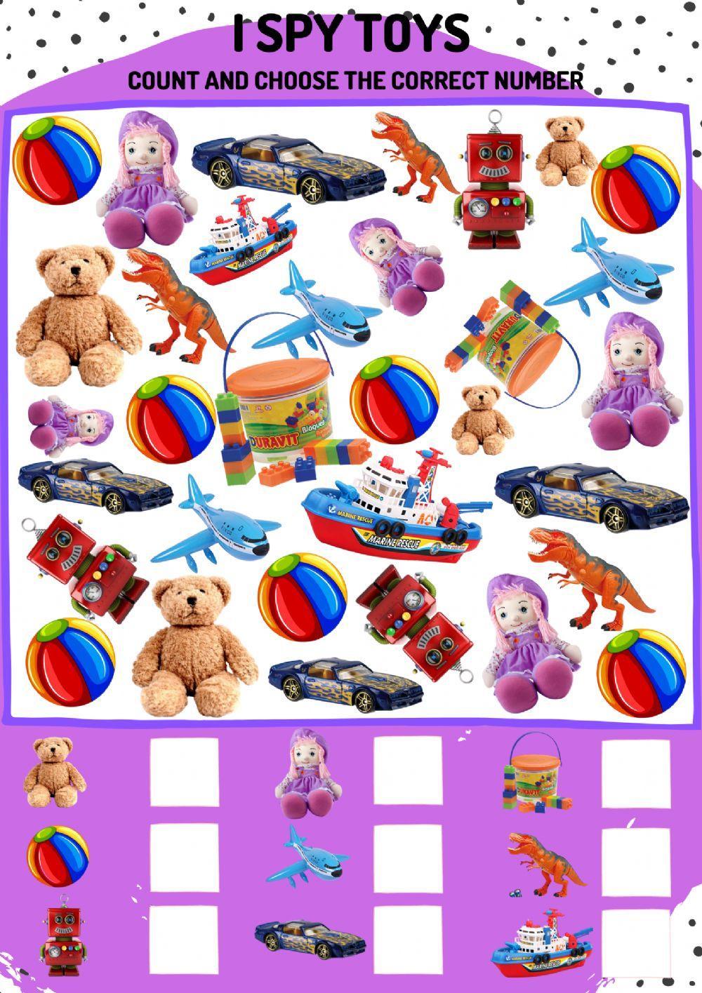 I spy toys: count and choose the correct number