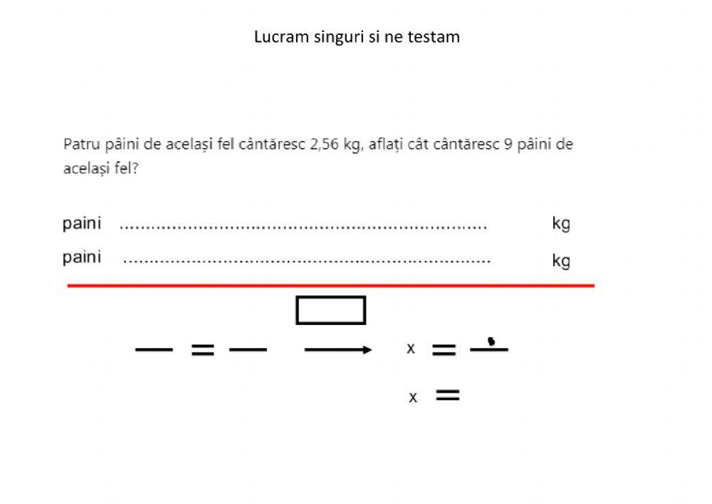 Regula de trei simpla - evaluare