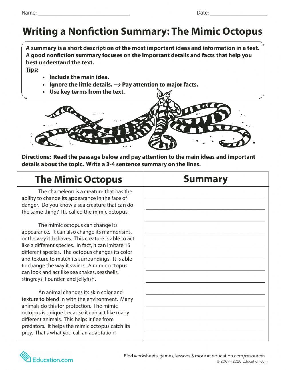 Summarizing A Non-Fiction Text online exercise for | Live Worksheets