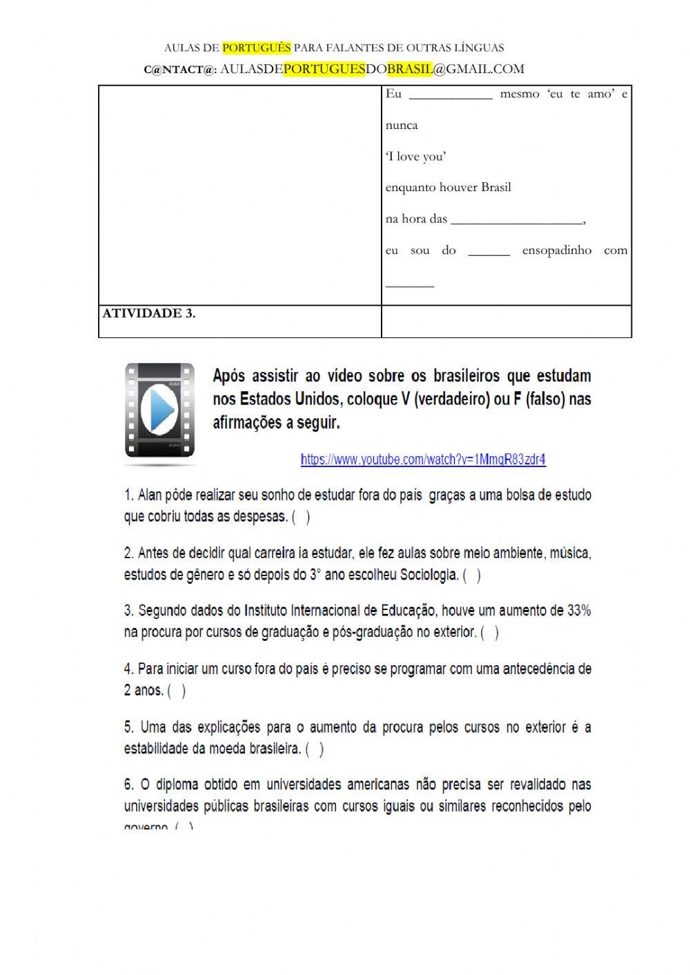 Pretérito Perfeito - Música - INTERPRETAÇÃO DE TEXTO