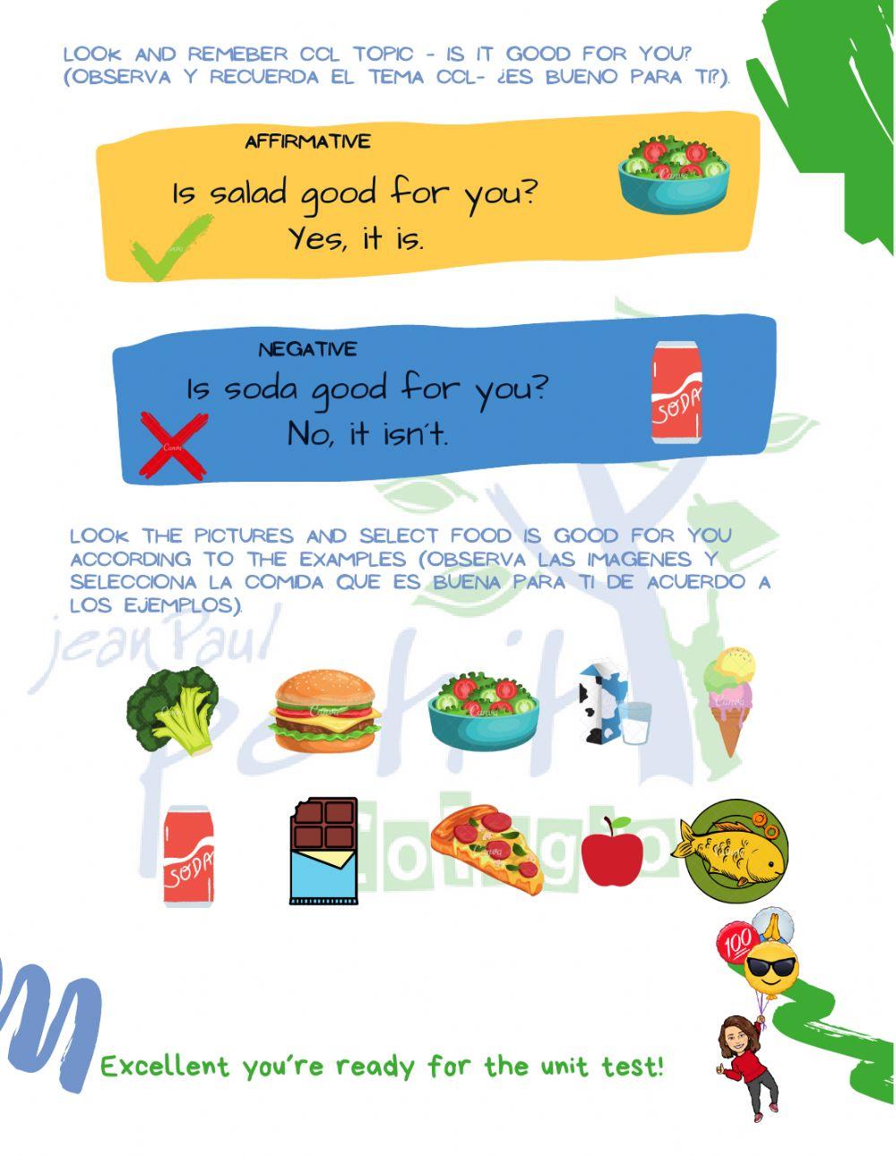 Unit 4. healthy and junk food - grammar and ccl review