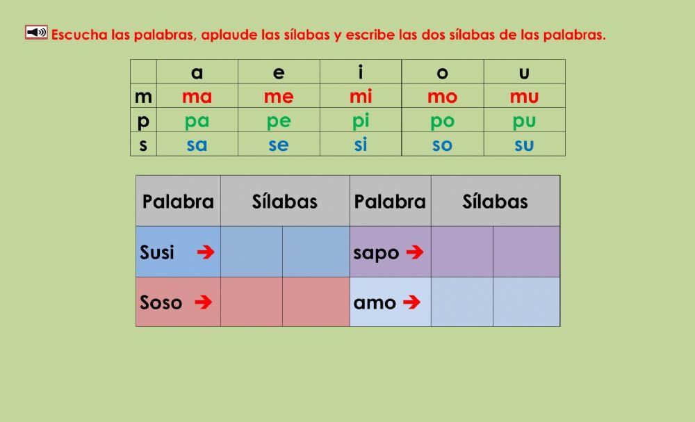 Susi y Soso, palabras importantes 1