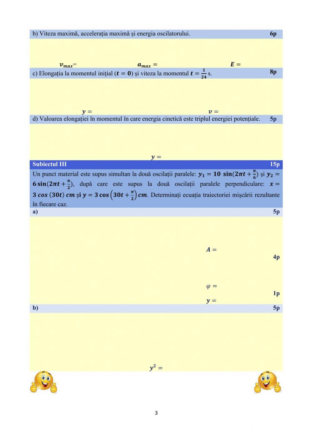 Oscilatorul mecanic - Test sumativ