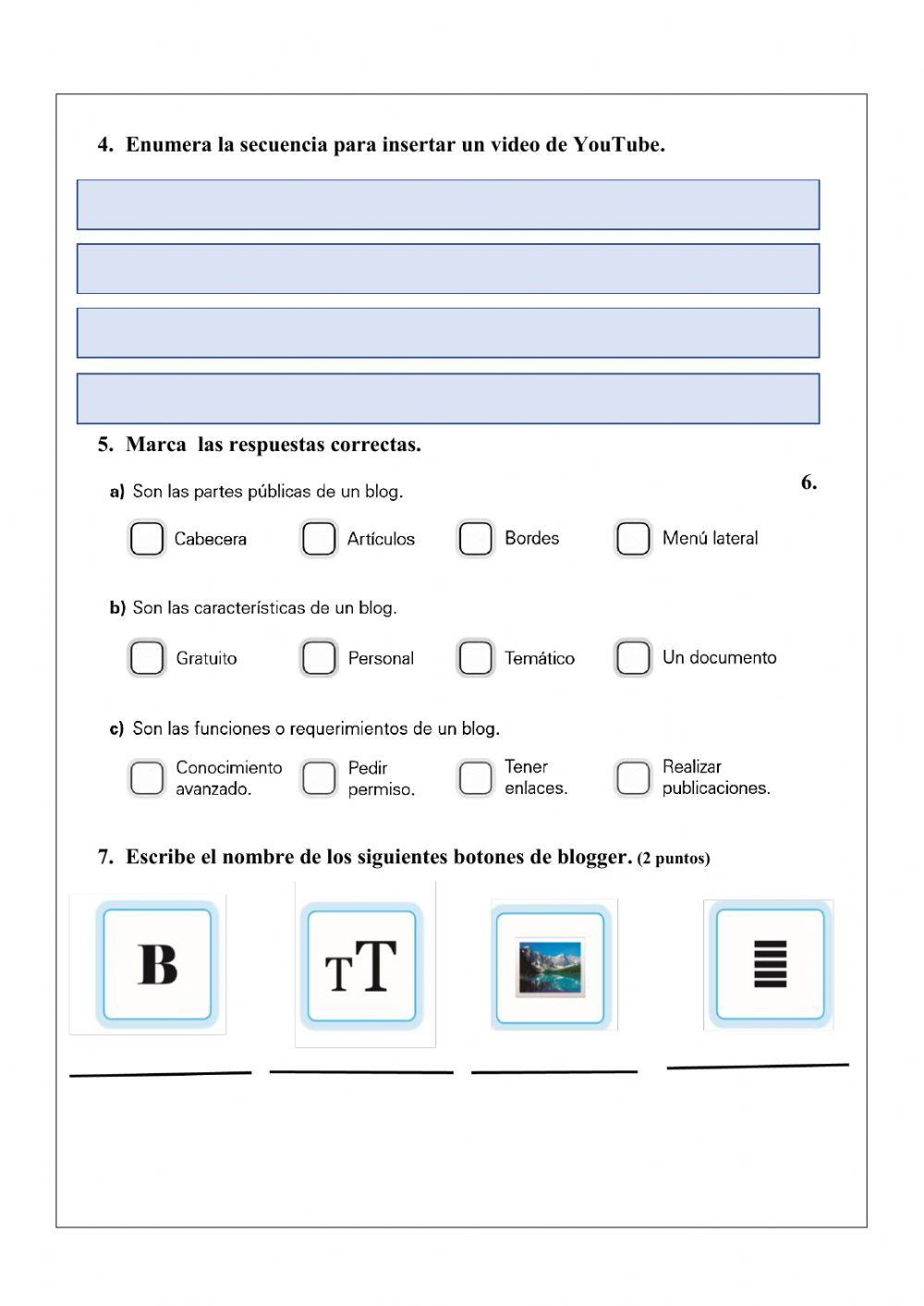 Examen bimestral - computacion 6to grado