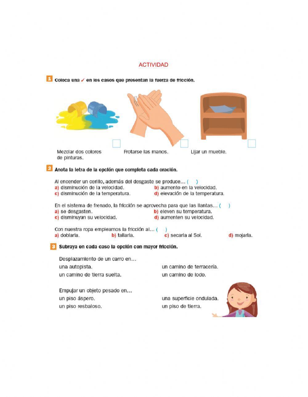 fuerza de fricción para niños