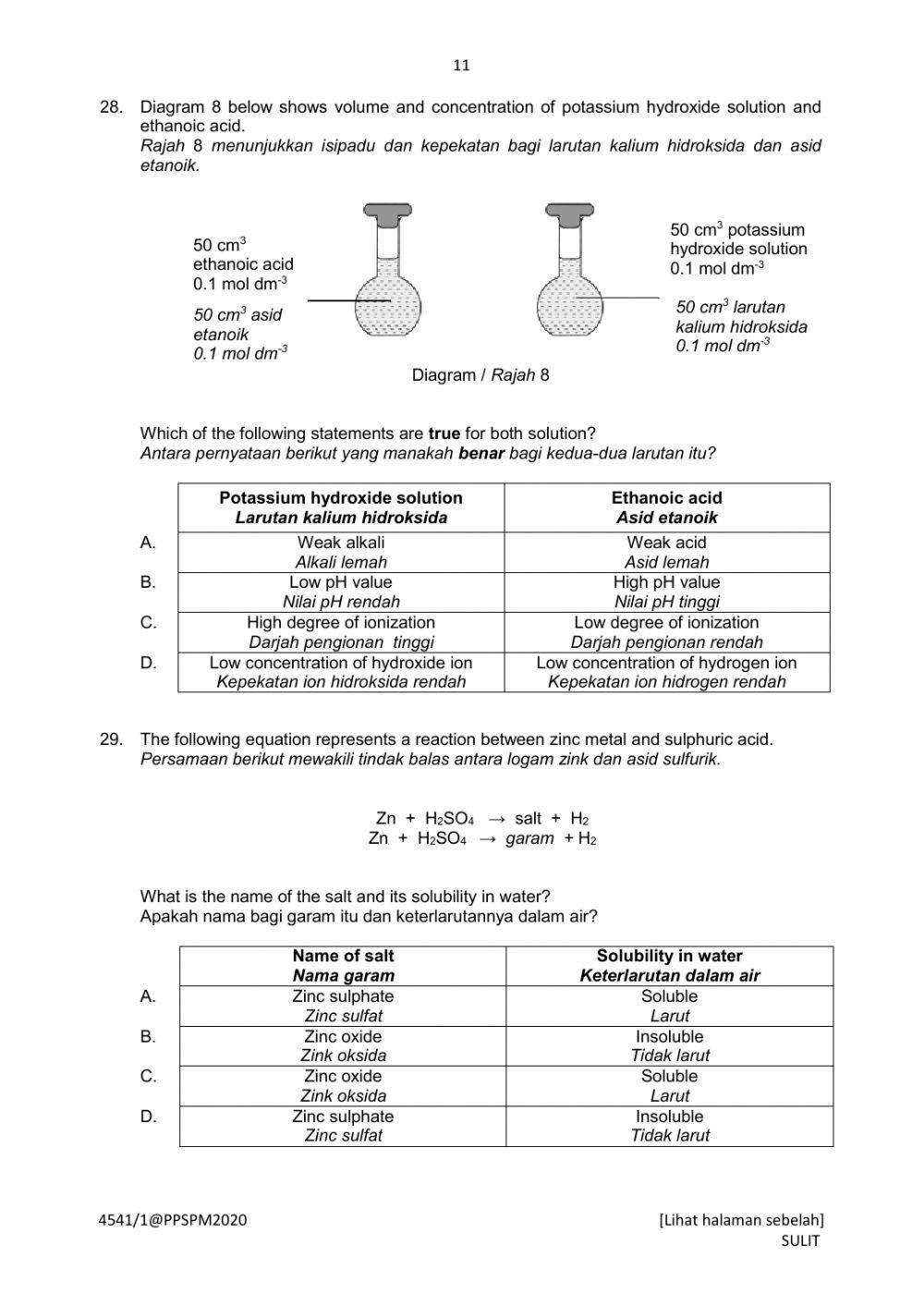 Chemistry Trial Perak 2020 Paper 1 Part 2
