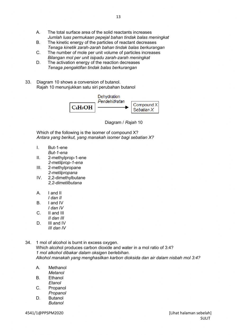 Chemistry Trial Perak 2020 Paper 1 Part 2