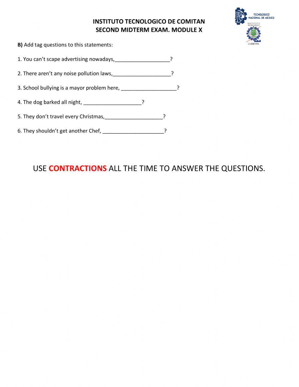 Giving recommendations, options & tag questions